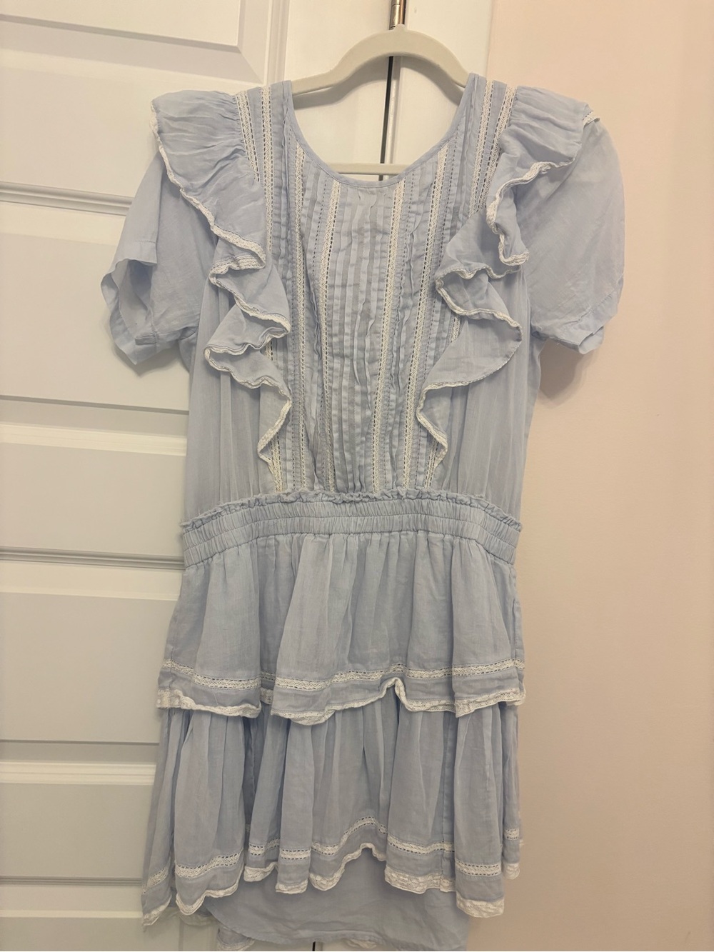 LoveShackFancy Pale Blue Ruffle Tiered Dress